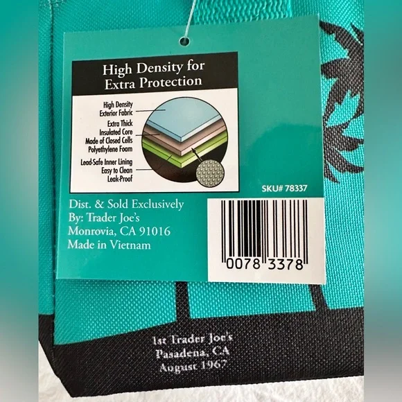 TRADER JOE'S MINI INSULATED COOLER TOTE LUNCH BAG SET 2  1 PINK & 1 TEAL BLUE! - Picture 6 of 9